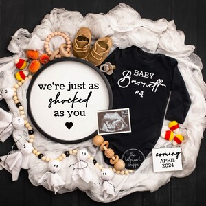 Halloween Pregnancy Announcement Digital, Funny Baby Announcement, Gender Neutral Template, Spooky Announce Social Media Unexpected Surprise