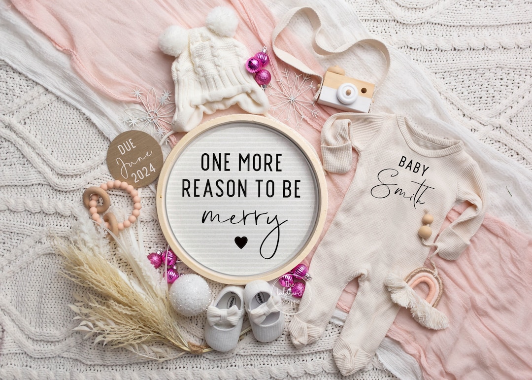 Baby Girl Pregnancy Announcement Digital Christmas Baby Announcement