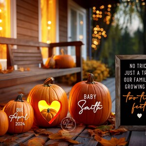 Halloween Pregnancy Announcement Digital 3rd baby announcement 3rd pregnancy Hello Pumpkin Fall Baby Announcement Reveal, Instant, Boy Girl