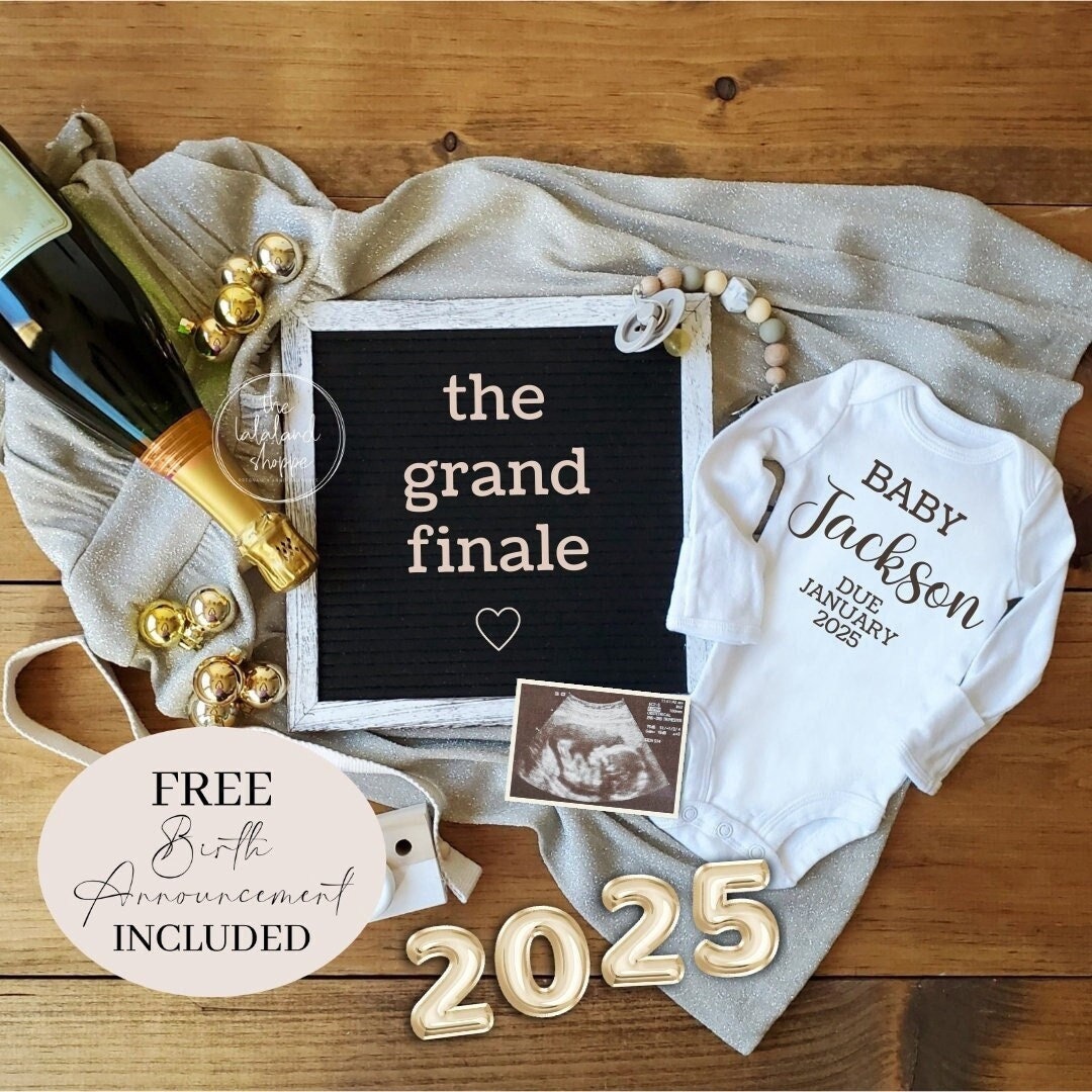 2025 New Years Pregnancy Announcement, the Grand Finale, Editable Digital Gender Neutral January