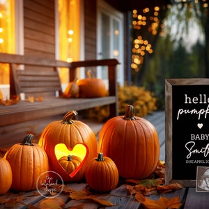 Fall Pregnancy Announcement Digital 4th baby announcement 4th pregnancy Hello Pumpkin Fall Baby Announcement Reveal Instant Boy Girl husband