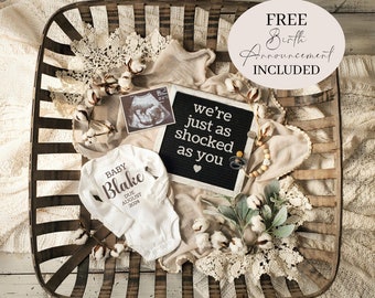 Surprise Pregnancy Announcement Funny Baby Announcement Digital Template Gender Neutral Editable Unexpected Baby 3rd 4th 5th Just as Shocked