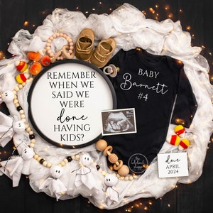 Halloween Pregnancy Announcement Digital, Fall Baby Announcement, Gender Neutral, Digital Instant Editable, Funny saying, Last One Pregnancy