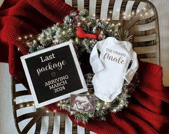 Christmas Pregnancy Announcement, the grand finale, Last Package, Editable Digital Gender Neutral Baby Announcement, last baby, 3rd 4th 5th