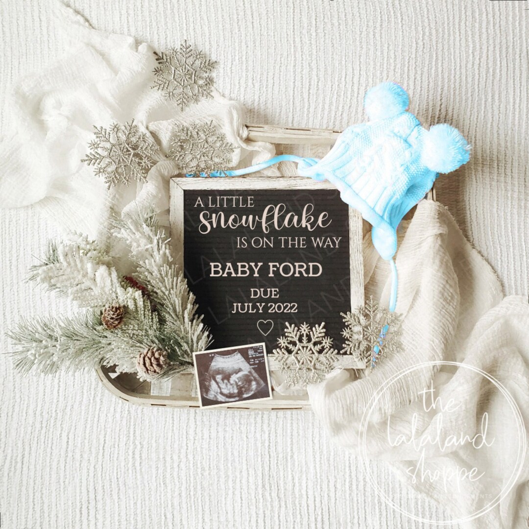 Winter Pregnancy Announcement Digital Winter Baby Etsy