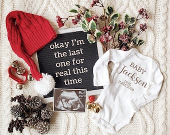 Annuncio di gravidanza di Natale digitale, Annuncio dell'ultimo bambino, Annuncio dell'ultima gravidanza, annuncio del bambino numero 3, 3° 4° 5° bambino