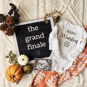 Fall Pregnancy Announcement, The grand finale, Gender Neutral Autumn, Editable Digital Baby Announcement, Last Baby Announcement, Custom