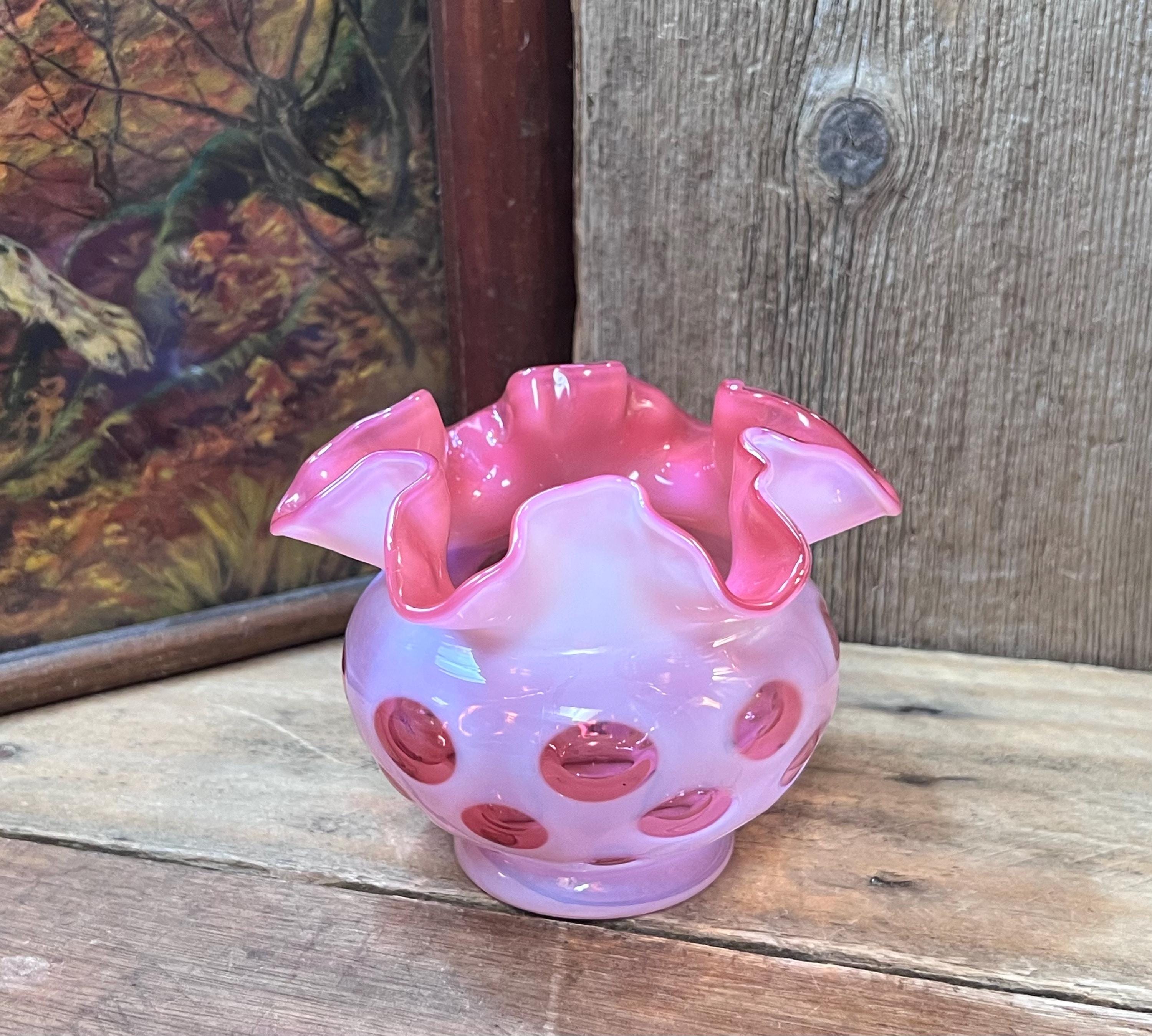 Fenton Cranberry Opalescent Coin Dot Vase - Etsy