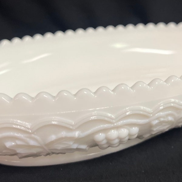 Imperial Glass Doeskin Finish Oval Serving Dish Milk Glass.  Made between 1951-1972