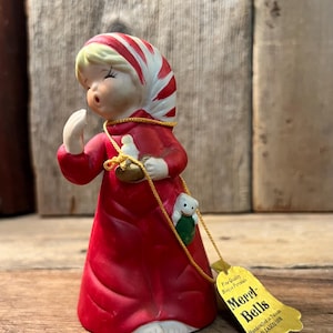 Jasco Merri-Bells Fine Bisque Porcelain Sleepy Child w/ Candle Figurine; c. 1978
