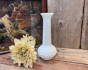 E.O. Brody Company Hobnail Milk Glass M-2000 7-3/4" Tall Bud Vase