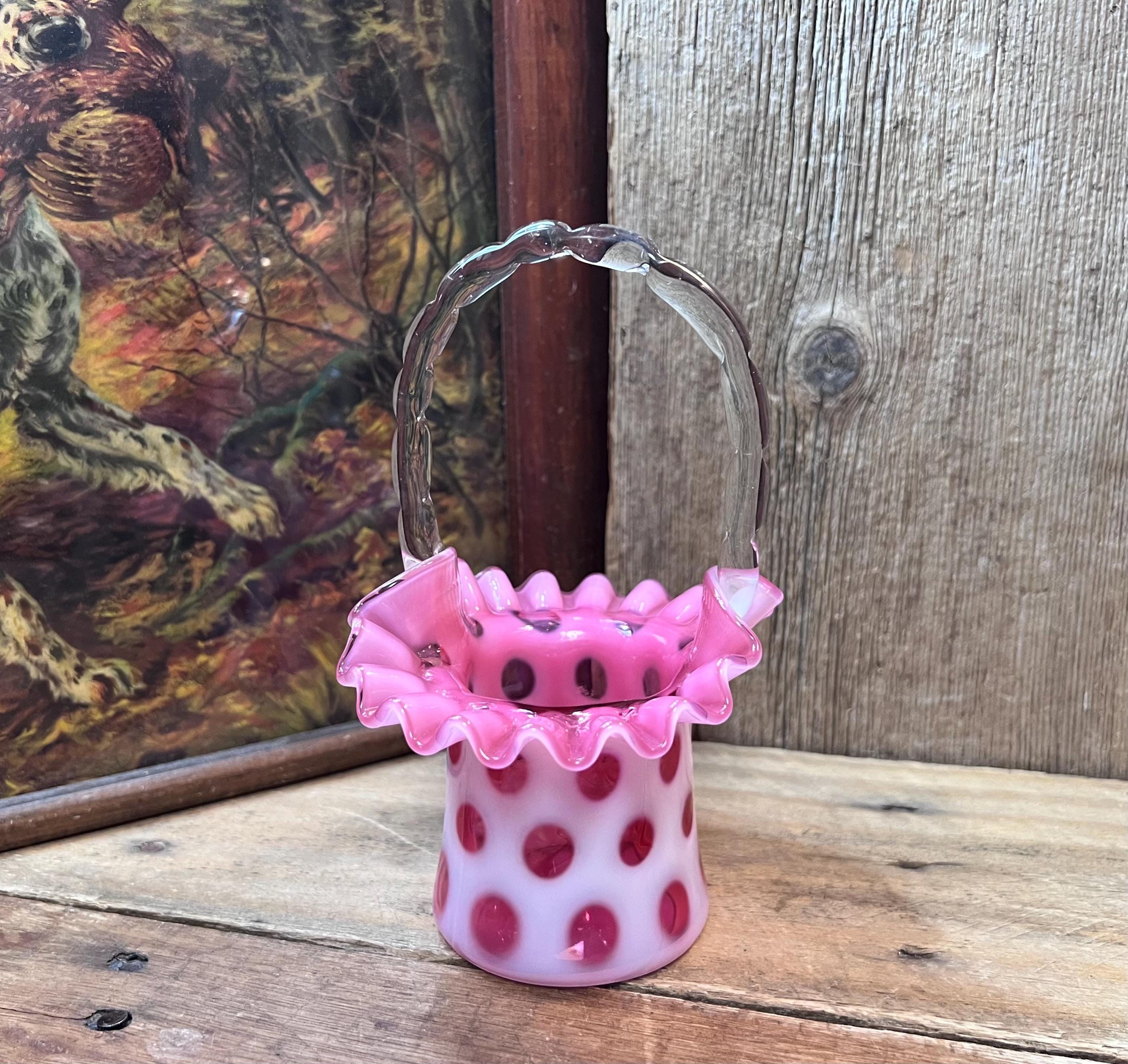 Fenton Cranberry Opalescent Coin Dot Vase - Etsy