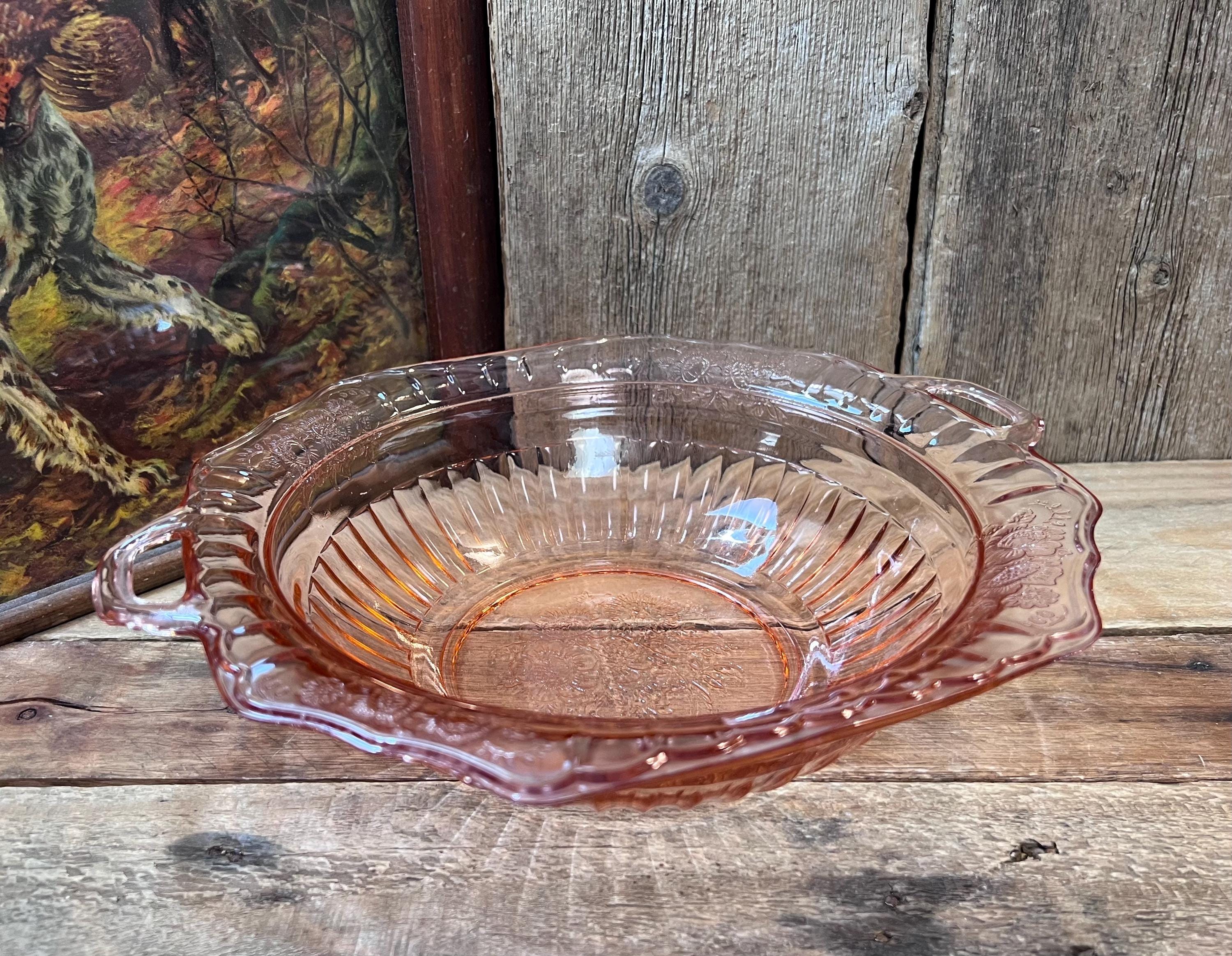 ⑤希少 ホッキンググラス メイフェア オープンローズ ボウル 2色セット Pink Mayfair Open Rose Depression Glass - Etsy