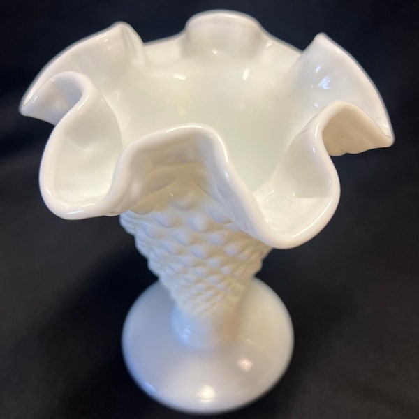 Fenton 4" Milk Glass White Hobnail Flower Vase