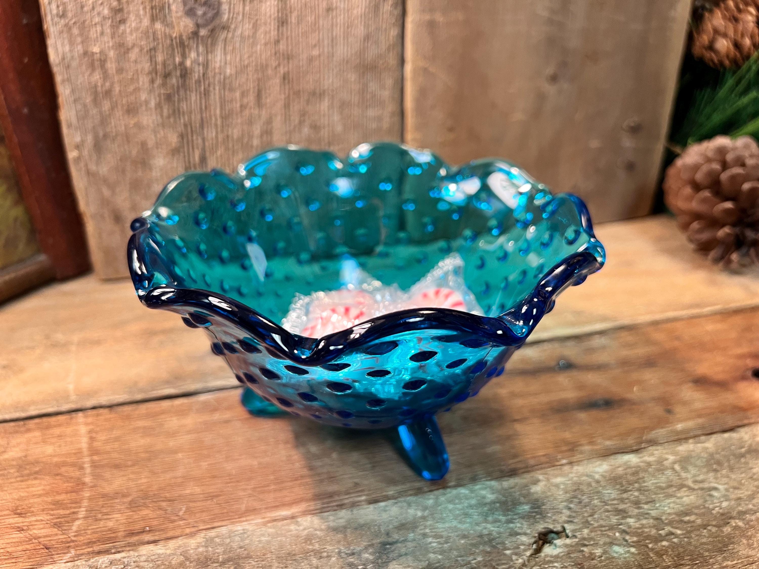 1940年代 Fentonフェントン フタ付きキャンディディッシュ Fenton Turquoise Candy Dish - Etsy