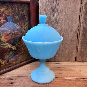 Fenton Blue Candy Dish S - Etsy