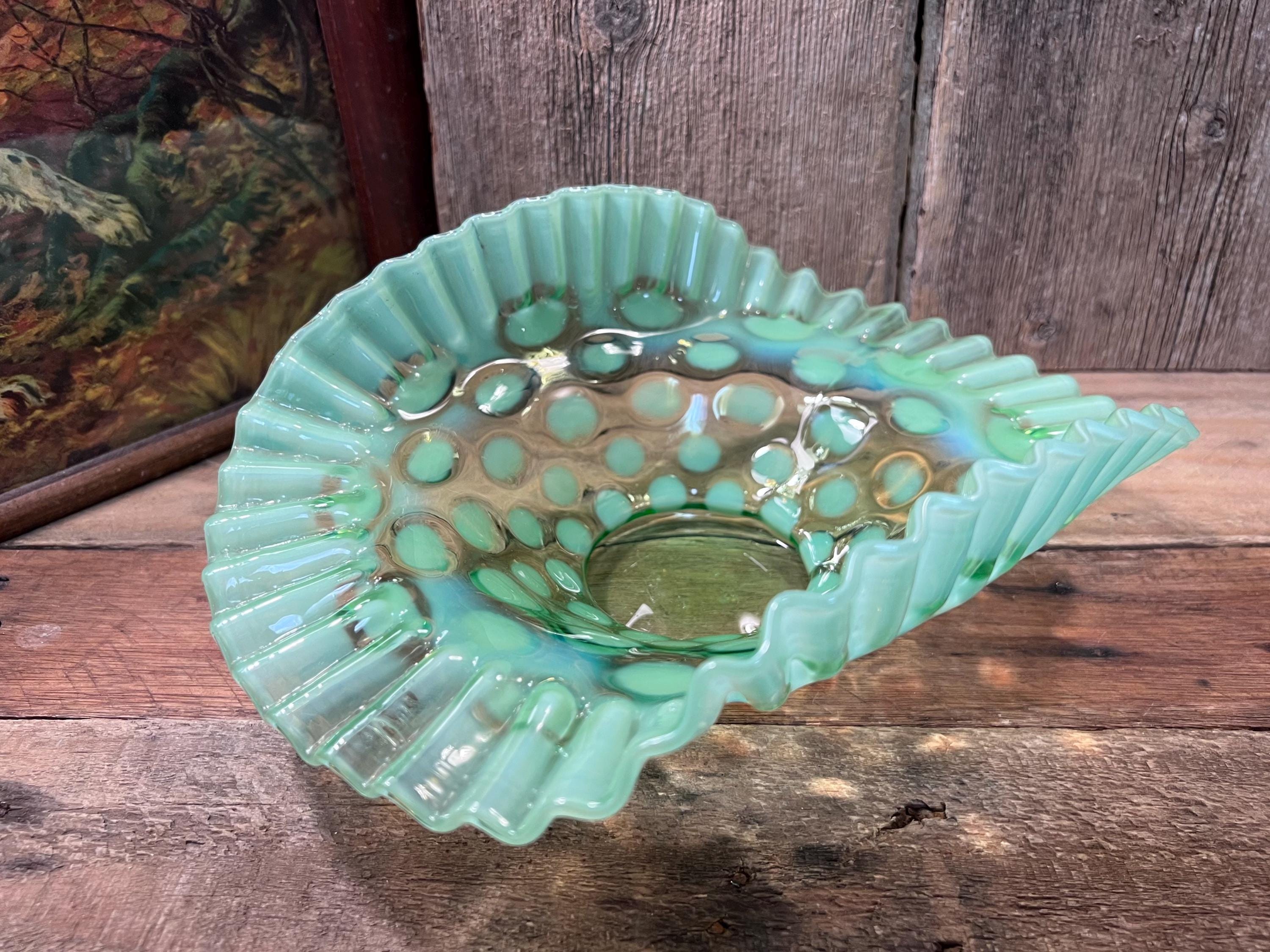 ビンテージ　フェントン　 ドット ヴィンテージ フェントン フリル オパールセント ブルー コイン ドット