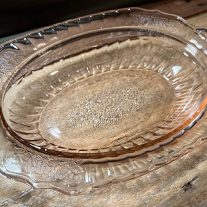 Mayfair Open Rose Pink Depression Glass Serving Dish made by Anchor Hocking