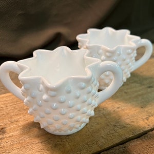 Fenton Hobnail Milk Glass Sugar & Creamer Set