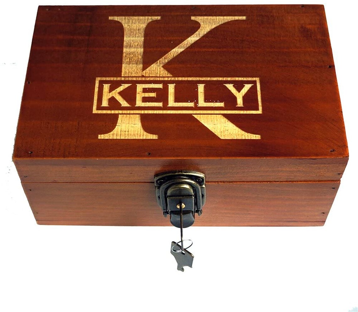 Personalized Wooden Keepsake Box w Lock Key Custom Jewelry Etsy