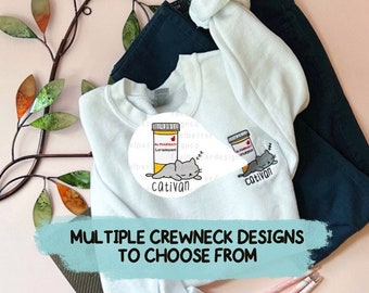 pharmacy crewneck embroidered, medical sweatshirt for nurse, pun sweatshirt for doctor, pharmacy gift for student, healthcare gift for pharm