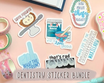 dentistry sticker pack cute, dental pin for backpack, dental hygiene gift for student, dentistry gift for hygienist, teeth magnet for fridge