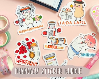 pharmacy magnets for board, pharmacy pins for backpack, medical stickers for laptop, pharm tech gift for student, healthcare gift for nurses