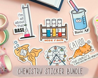 chemistry stickers for laptop, science magnets for board, science pins for backpack, chemistry gift for teacher, science sticker for student