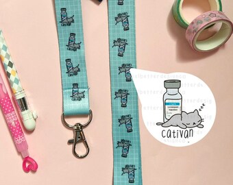 pharmacy lanyard for badge holder, medication lanyard for nurse, ID holder lanyard for student, cute nurse gift for coworker, funny gift for