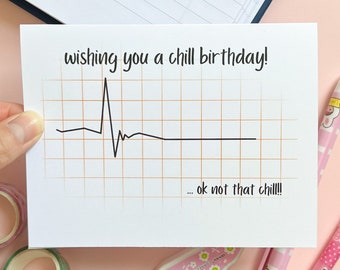 ekg card for birthday, birthday card cute and funny, funny science gift, nerdy birthday gift, nursing gifts for a nurse, respiratory therapy