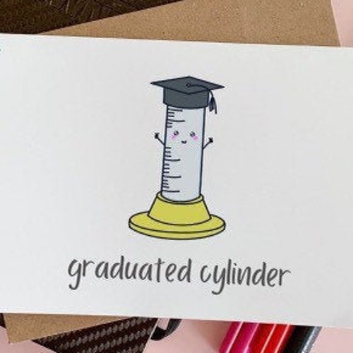 Graduated Cylinder Card Science Card for Graduate College Etsy