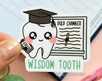 teeth sticker for phone, dental sticker cute, science sticker funny, rdh sticker for laptop, dentistry gift for dentist, rda gift for friend