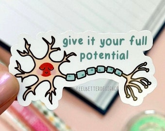 biology sticker for laptop, neuron sticker for phone, science sticker cute and funny, biology gifts for student, STEM gift for teacher, best