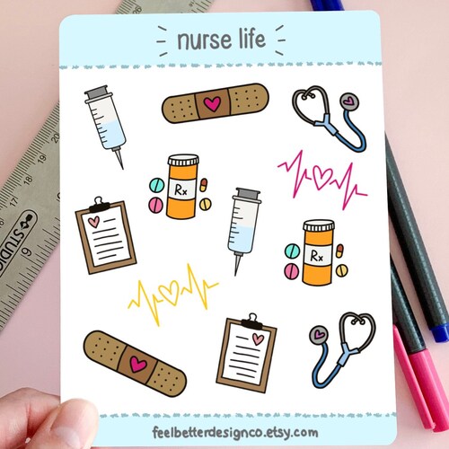 Nursing Sticker Pack Hospital Stickers Healthcare Stickers Etsy