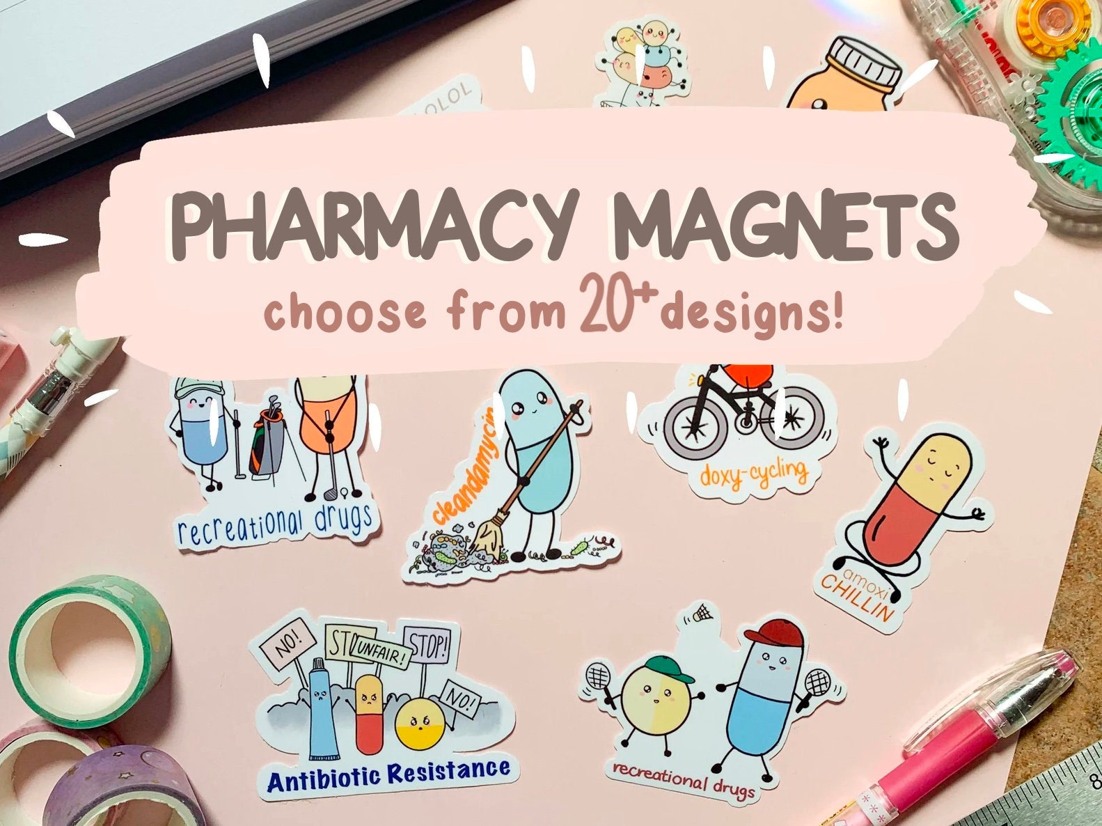 pharmacy magnets for office, science magnet for fridge funny, STEM magnets for locker, cute magnet for board, nurse magnets, STEM gifts for