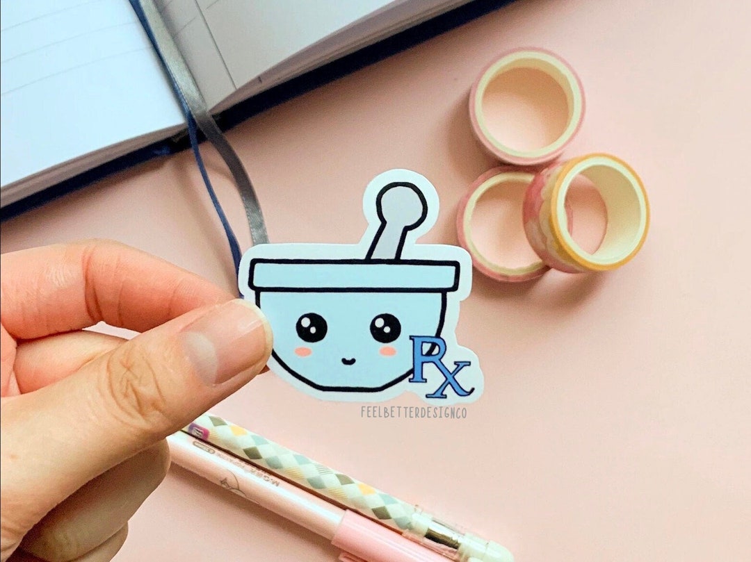 Cute Rx Sticker Prescription Stickers for Water Bottles, Kawaii Stickers for Journal ...