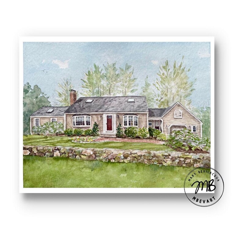 Hand Painted Watercolor House Portrait, Custom Home Portrait, House ...
