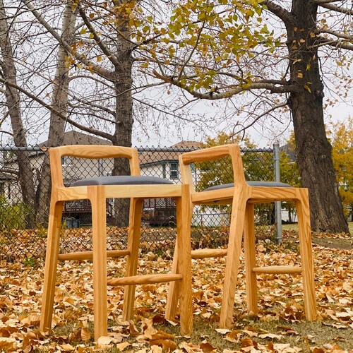 Solid Wood Bar Stool Teak Counter Stools Wood Pub Stools Etsy Canada