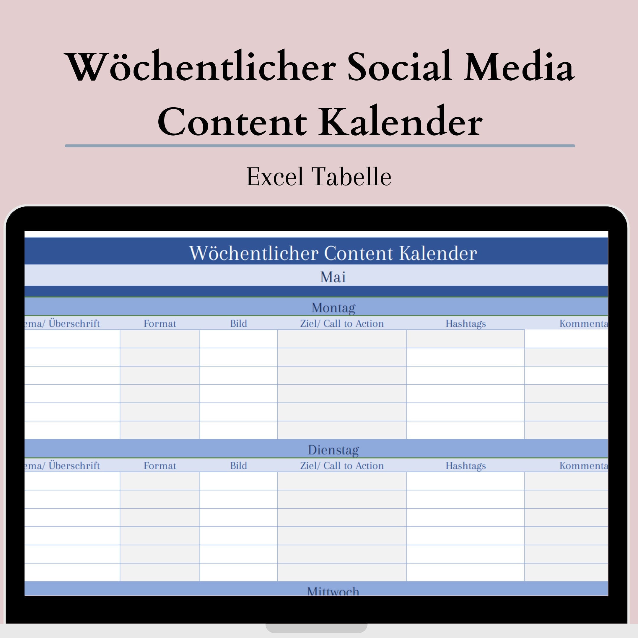 Social Media Content Kalender Excel Tabelle Digitaler  Etsy