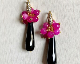 Boucles d'oreilles Pendante Rouge - Bijouterie Trabbia