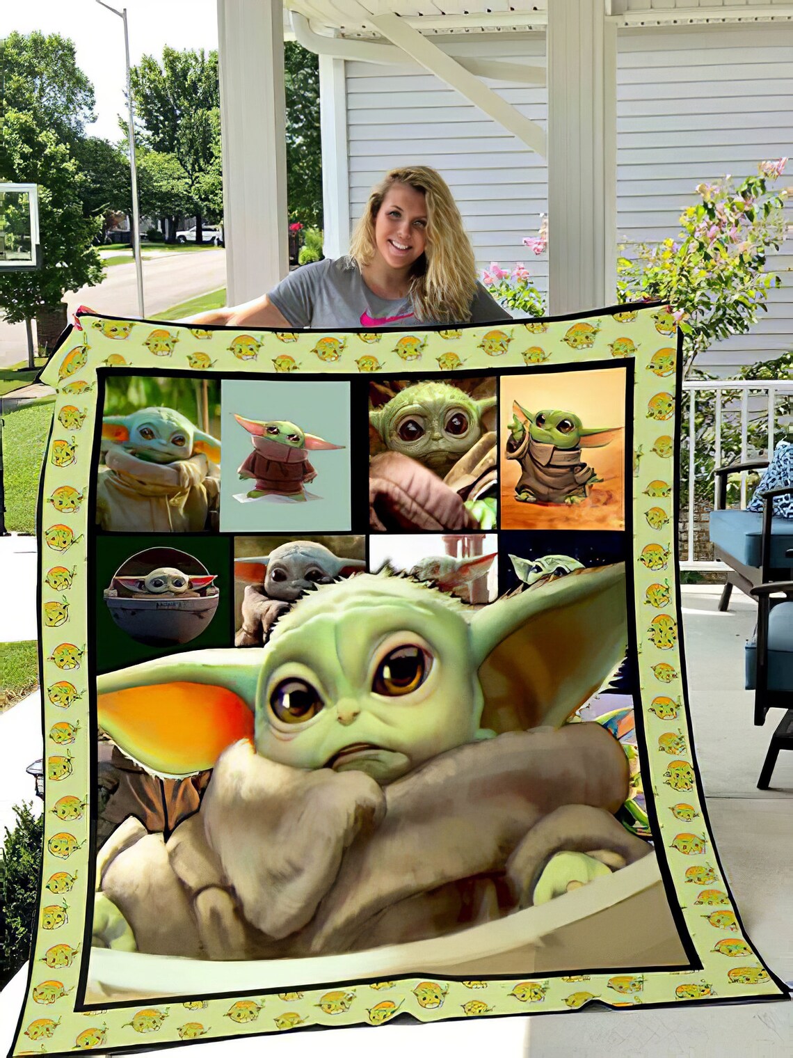 Baby Yoda Quilt Blanket Baby Yoda Fleece Blanket Custom Etsy