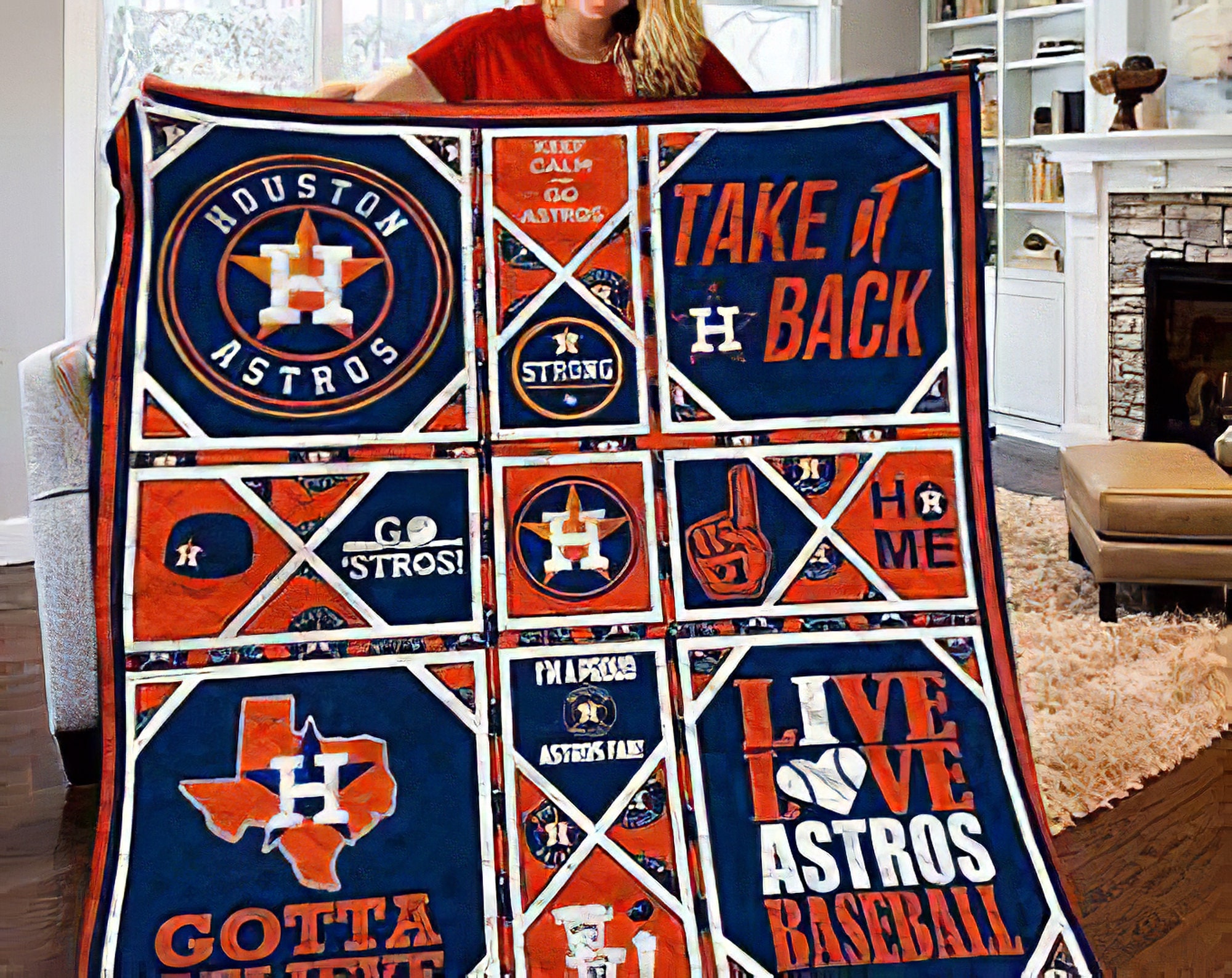 Houston Astros Quilt Blanket Houston Astros Fleece Blanket Etsy