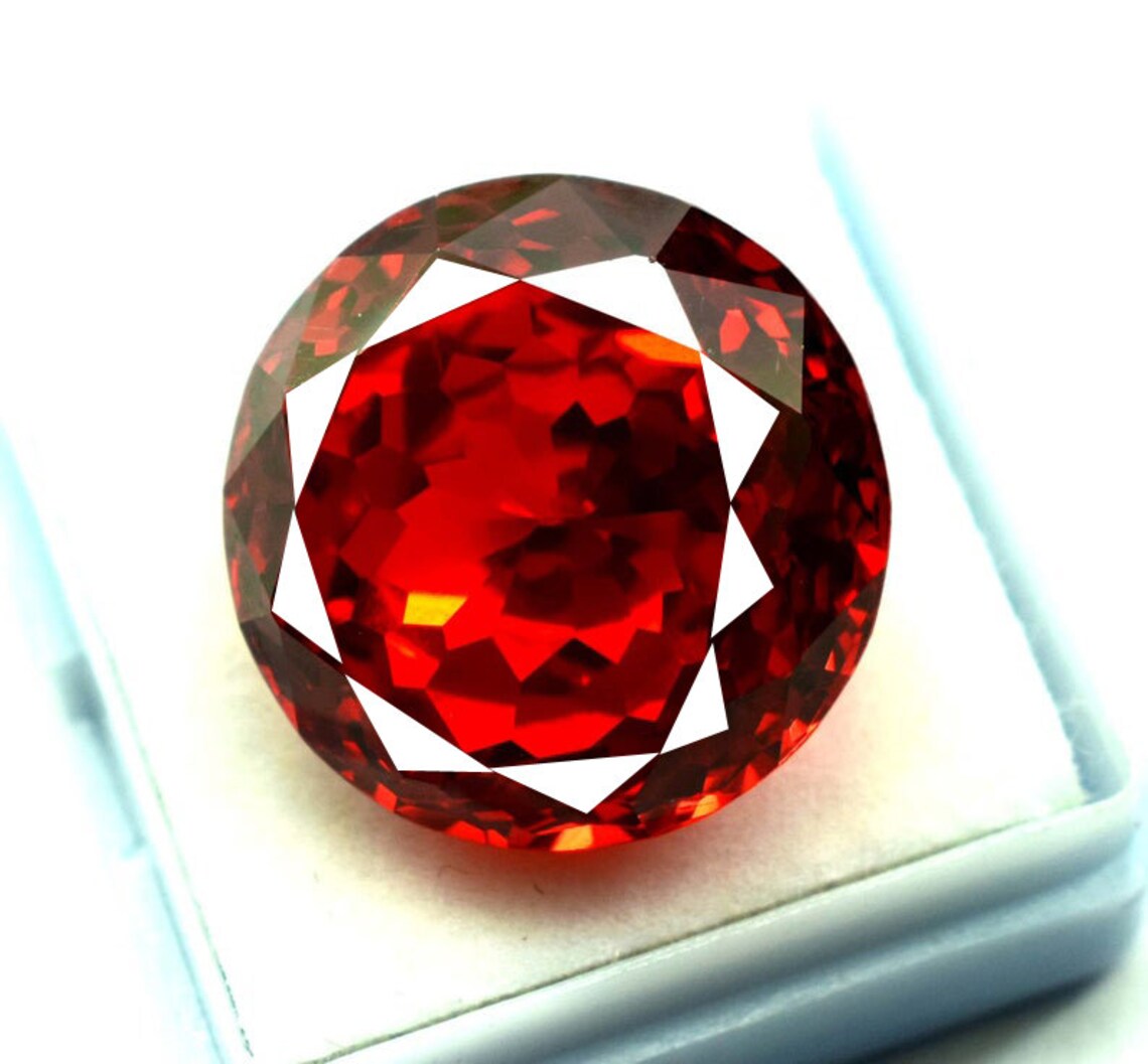 30 CT Natural Zircon Red Zircon Round Cut Pure Faceted Etsy