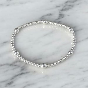 Silver Stacking Bracelet Dainty Stretchy Stacker,  Gift for Her