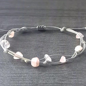 Handmade Gemstone Chip Bracelet: Knotted Cord, Adjustable