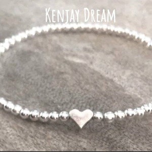 Silver Heart Bead Stretch Bracelet Tiny Ball Beaded Any Size Child, Ladies, Small or Large, Bridesmaids Hen Party, Birthday Gift Flower Girl