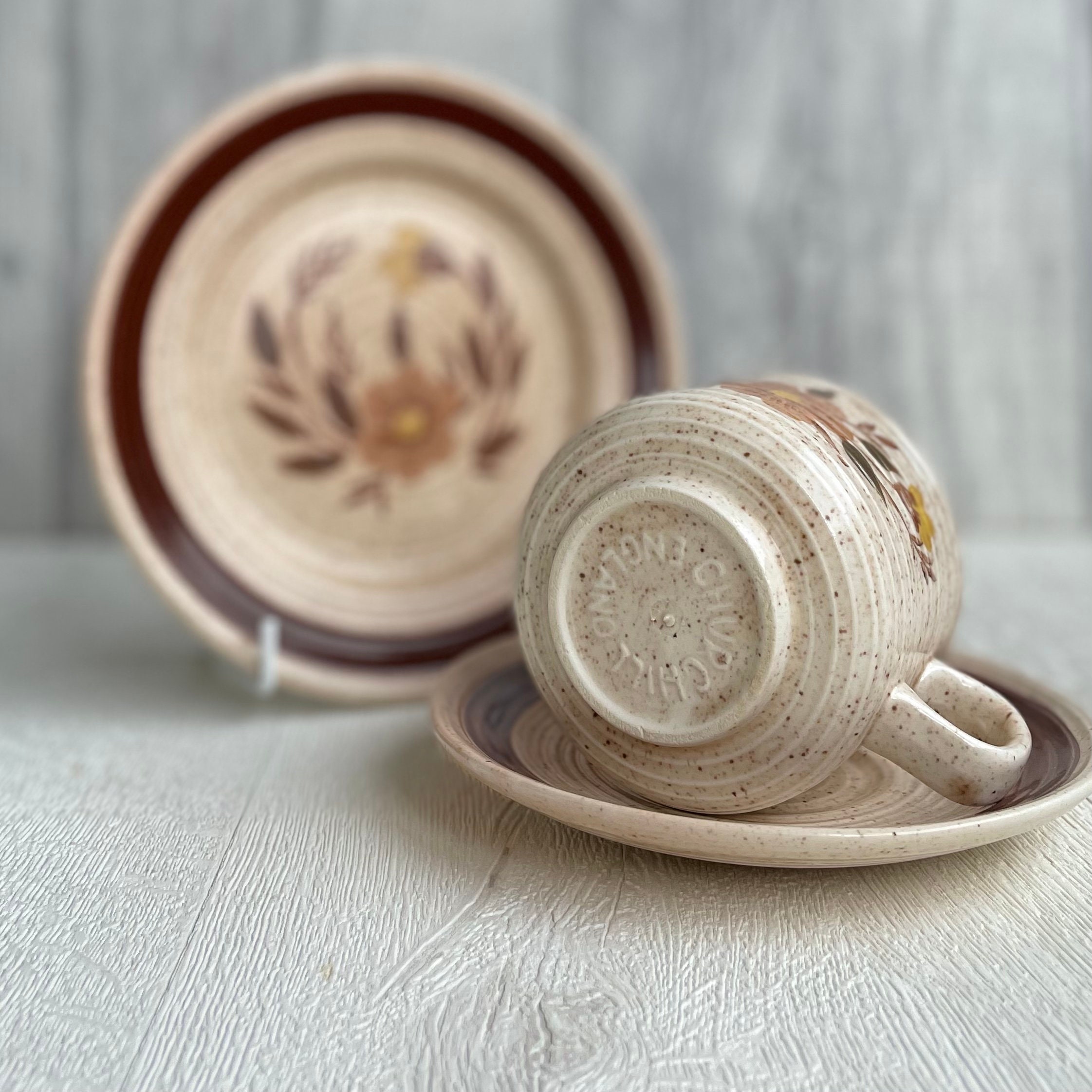 Vintage Churchill pottery Homespun stoneware ceramic tea cup Etsy