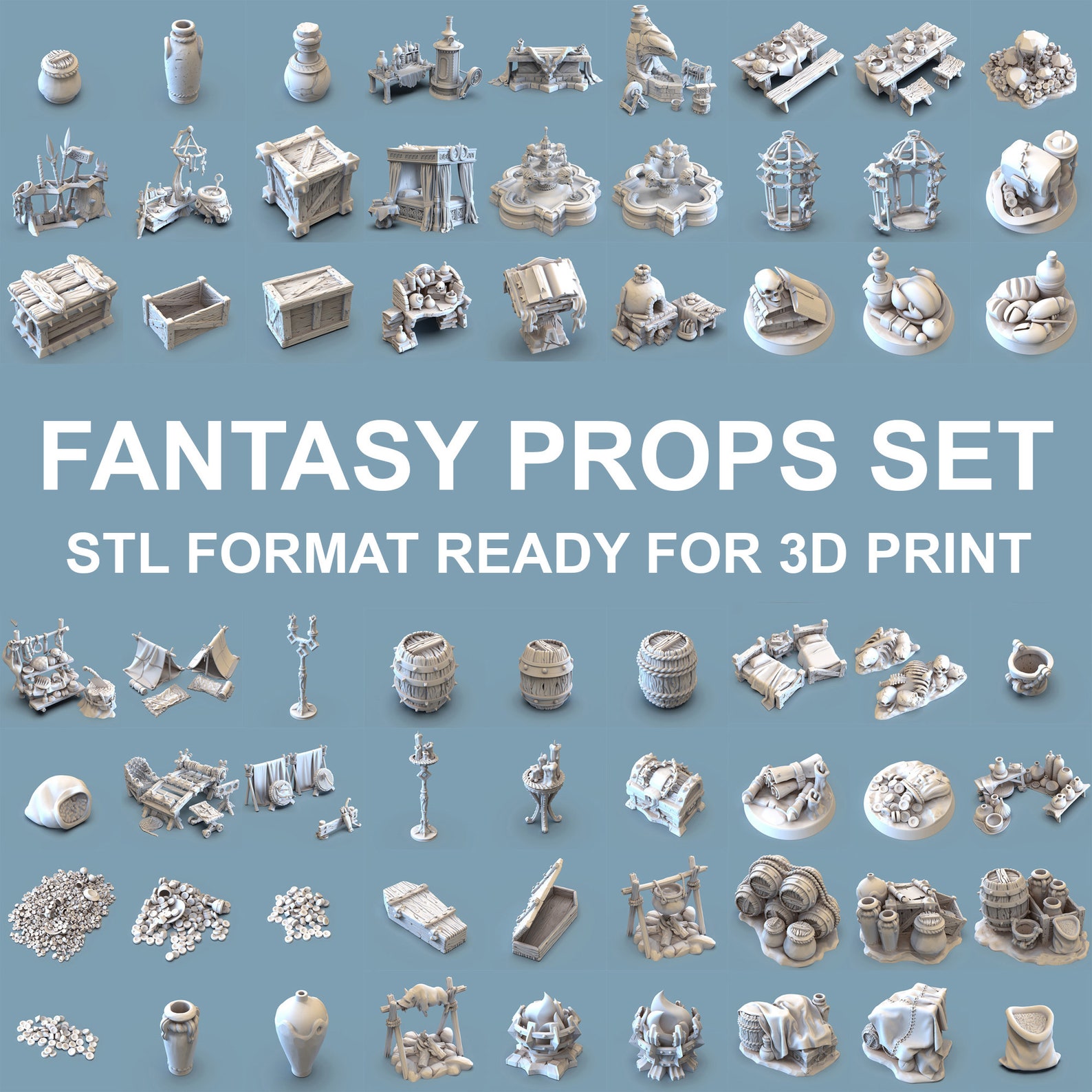 Fantasy Props Set STL Ready for 3D Print. Supplies Marker Etsy