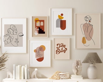 Boho Gallery Wall Art Set: Mid Century Modern Prints (Digital Download)