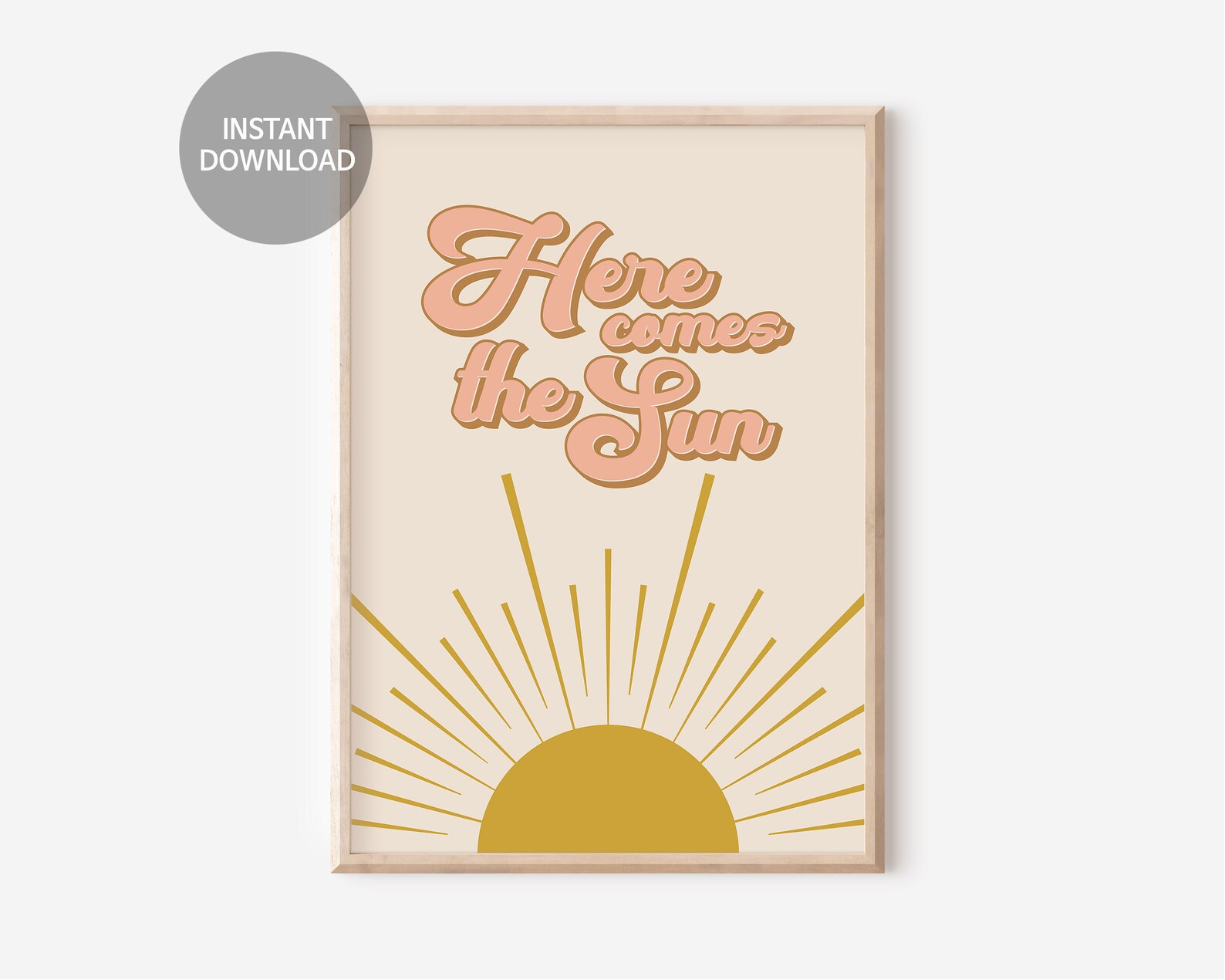 Here Comes the Sun Wall Art Typography Printable Retro - Etsy